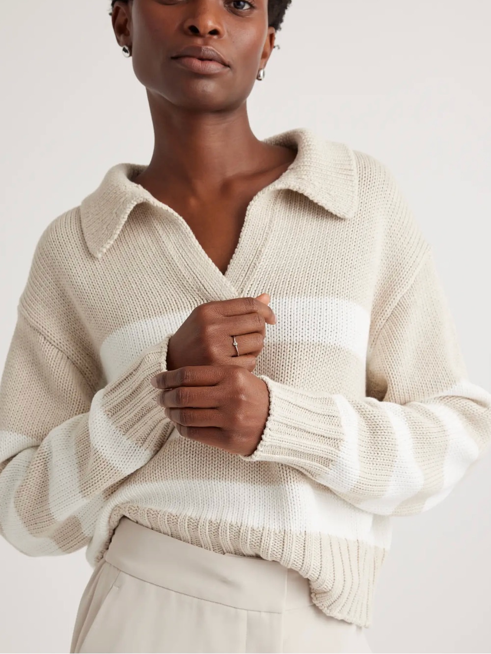 100% Organic Cropped Cotton Polo Sweater